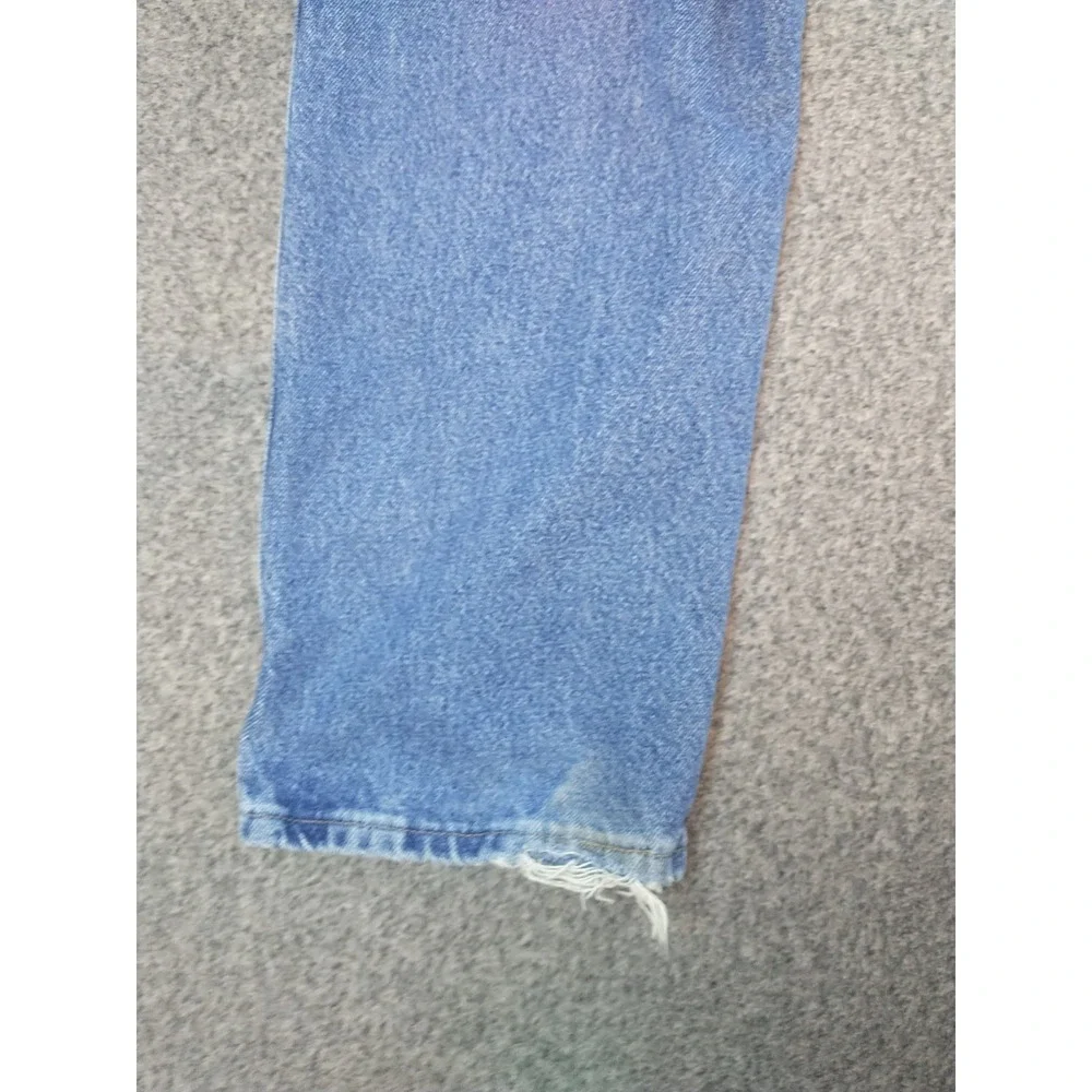 Wrangler Authentic Jeans Mens 36x28 Blue Straight Leg Distressed 96501DS Denim
